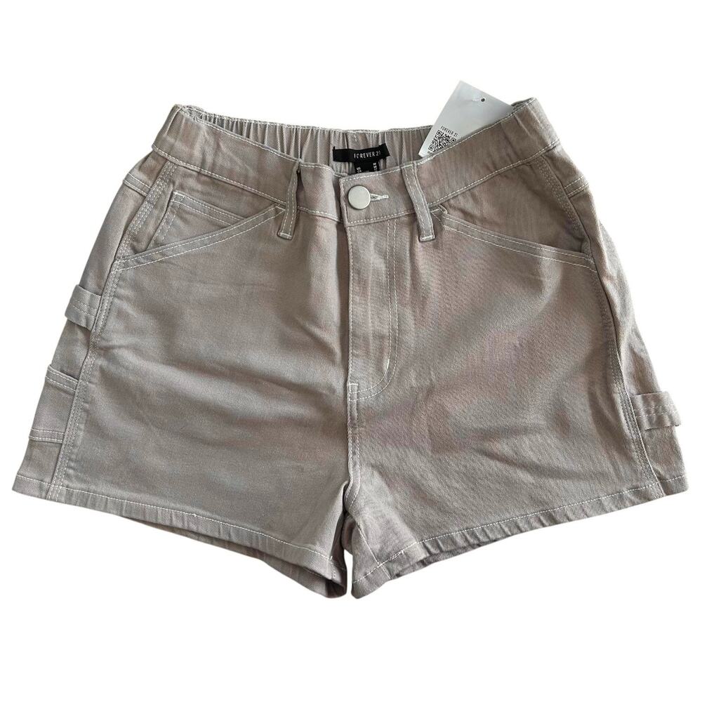 Forever 21 Utility Cargo Shorts Taupe Beige Size M NWT